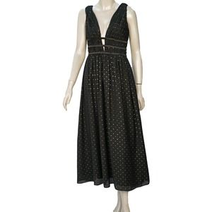 Monique Lhullier Women's Black with Gold Polka Dots Dress - Used - Size 4